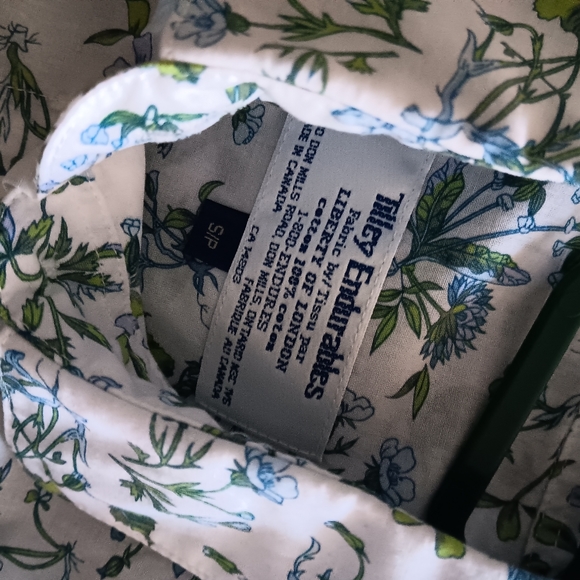 Pretty! TILLEY X LIBERTY ART FABRICS Blue + White Floral Cotton Shirt S - Picture 4 of 4